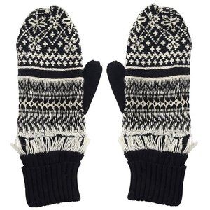 NWT LOVE AND LORE FAB FAIR ISLE MITTENS BLACK